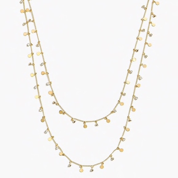 J. Crew Jewelry - J. CREW Crystal & Gold Tiny Disc Layered Necklace